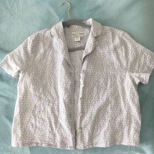 Polka Dot Gray Linen Top